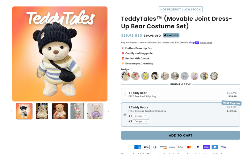TeddyTales: High-Converting Shopify Store for a Gift & Toy Brand